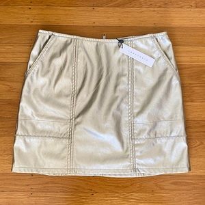Anthropologie silver faux leather skirt